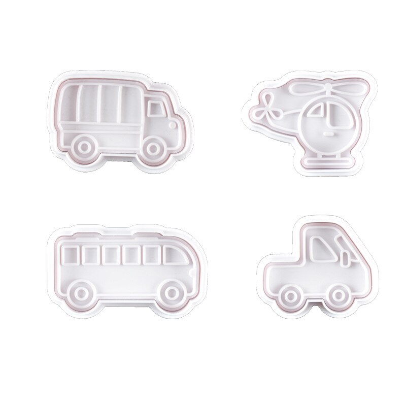 Bilkaka stämpel fräs set plast 3d kakor kex formar fondant maker form för att baka bakverk tårta dekorationsverktyg: D