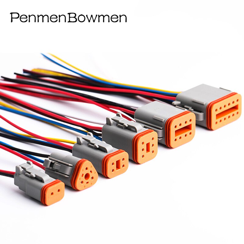 1 conector Deutsch DT 2 3 4 6 8 12 pines arnés de cables de enchufe eléctrico de coche impermeable macho hembra con Cable DT06-2S DT04-2P