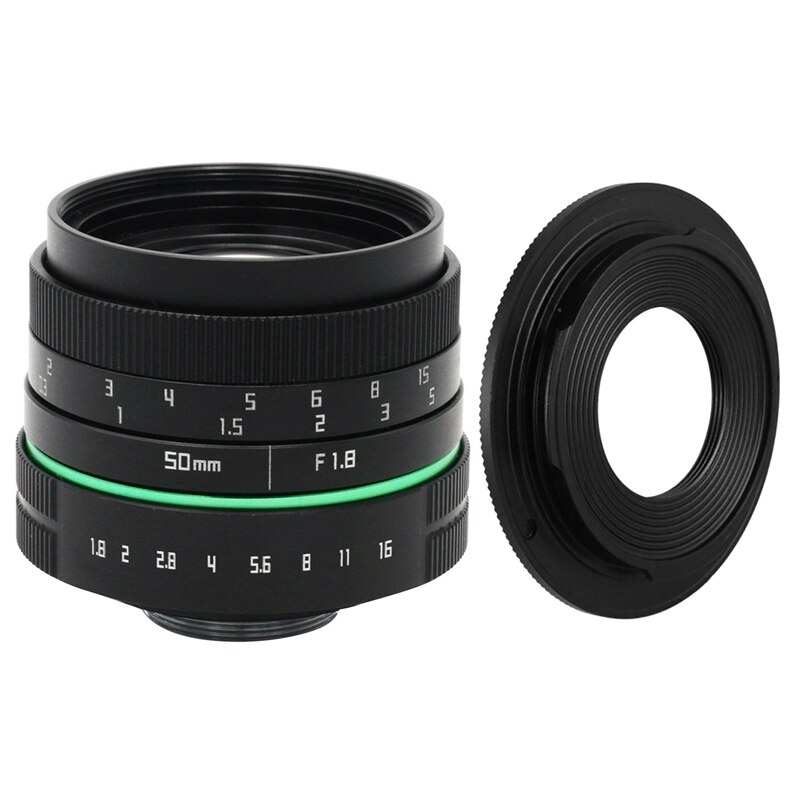 Camera Lens 50Mm F1.8 APS-C Cctv Tv Movie Lens + C-FX Adapter Ring Voor Fujifilm Mini Slr Camera