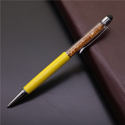 10 stücke Kreative Stylus Touch Pen kristall 0,7mm Kugelschreiber für Schreiben Schreibwaren Büro Schule Schwarz refill 2 in einem: yellow