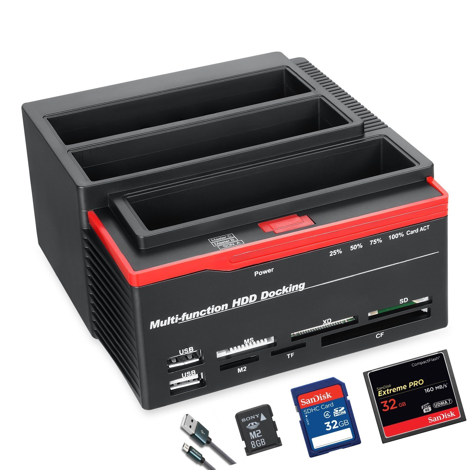 2.5 &quot;/3.5&quot; Usb 3.0 Naar 2 Sata Poorten 1 Ide Poort Externe Hdd Harde Schijf Disk Docking station Kaartlezer USB3.0 Hub Met Otb/Otc