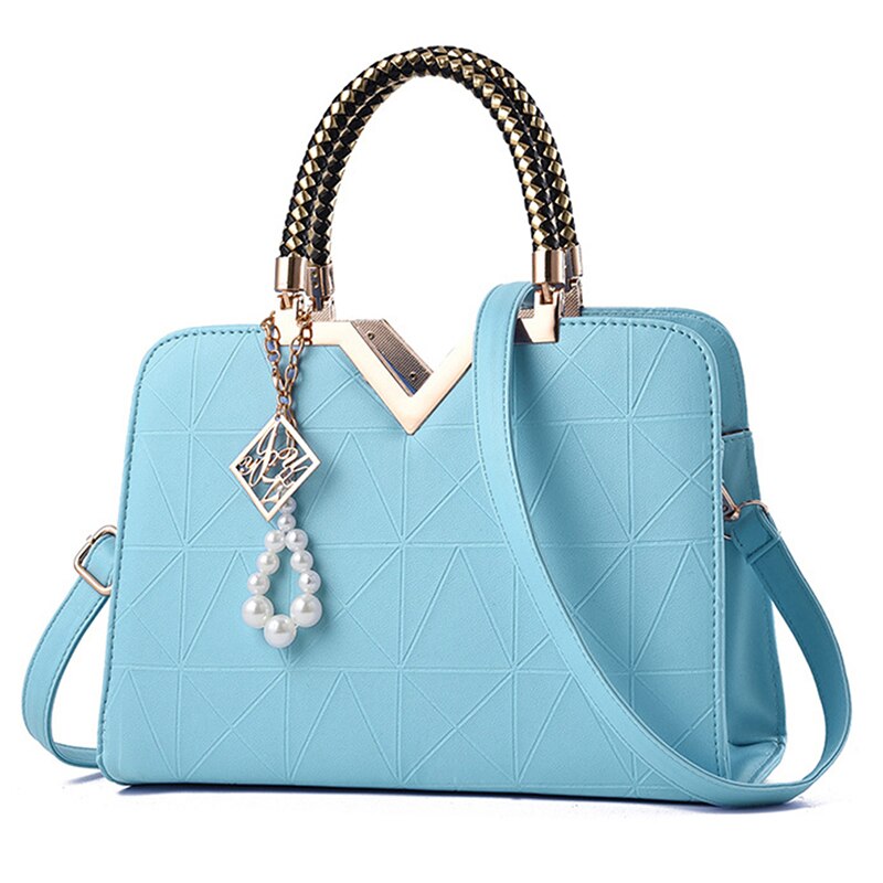 Luxury Handbag Women Shoulder Messenger Bags Girls Female Work Office Portable Handbags Tote Bag: Light Blue