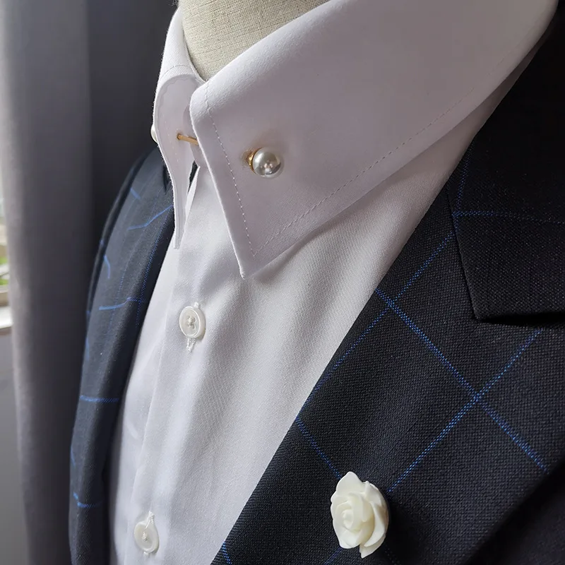 parelkragen pin heren zakelijke bijeenkomst bruiloft bruidegom ceremonie meester shirt accessoires spiraal kraag pinnen