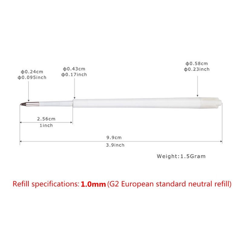 30pcs/Set Ball Point Pen Refill Blue Black Ink 1.0mm European Standard G2 Ballpoint Pen Refill Rod for Pens Writting Parts