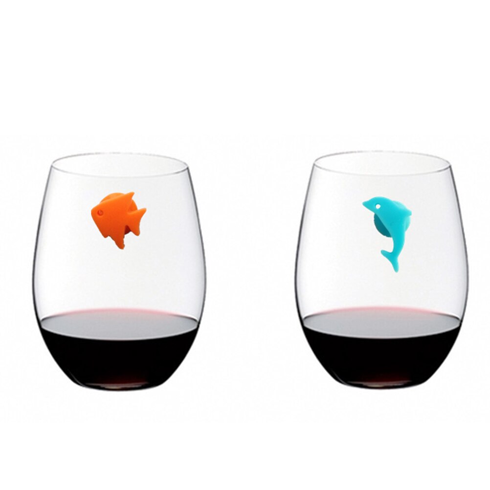 Marcadores de silicona reutilizables de animales marinos y animales de la tierra, dijes para bebidas, identificador de vino para cócteles, signo de taza para beber, 24 piezas, A50
