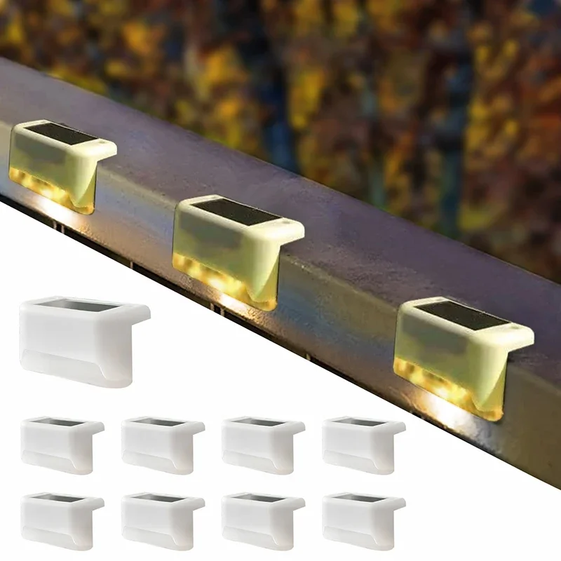 Lampy solarne LED Ogród na zewnątrz Balkon Klatka schodowa Ogrodzenie Balustrada Światła Dziedziniec Wodoodporne słoneczne zewnętrzne dekoracyjne kinkiety: żółte światło