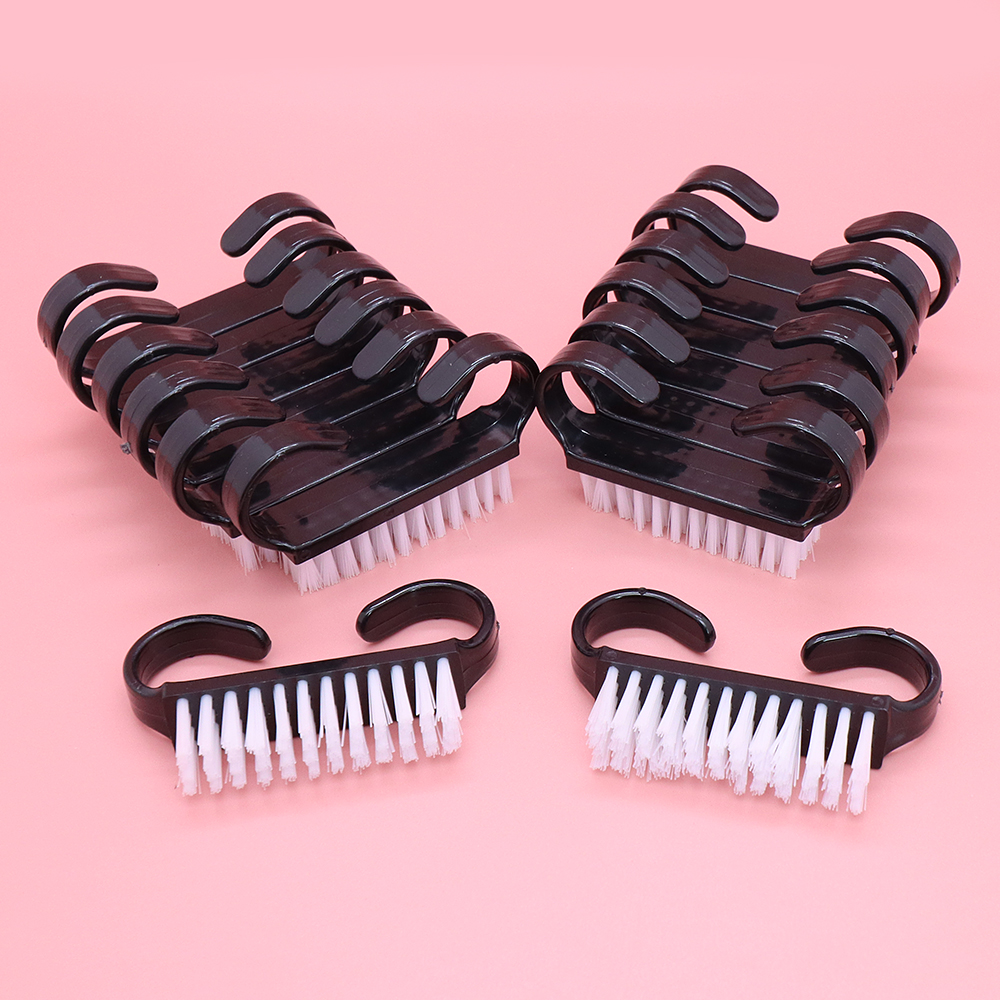 50/100pcs Nail Brushes Solid Black Mini Goat Horn Scrubber Soft Remove Dust Plastic Manicure Pedicure Nail Art Cleaning Brush