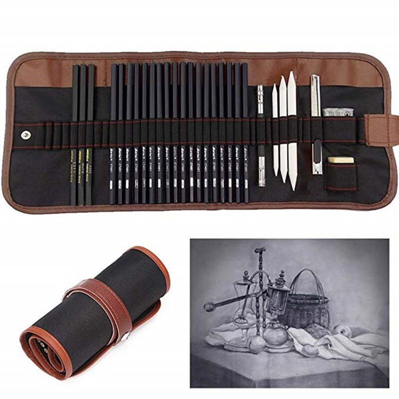 29pcs Drawing Sketch Set Charcoal Pencil Eraser Art Craft Painting Sketching Kit Artist's Pencils Earser Drawing Supplies