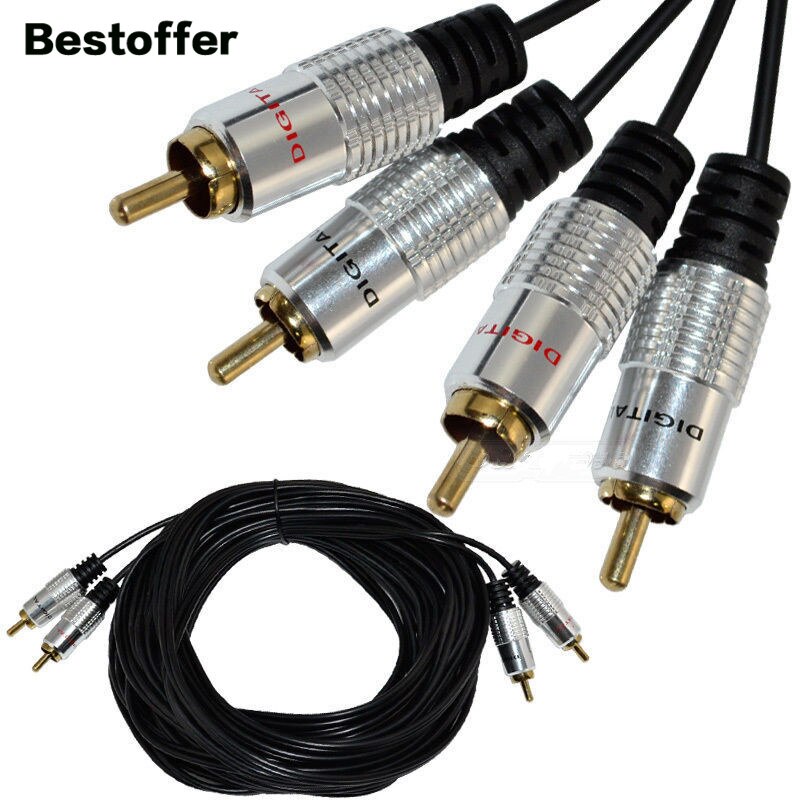 15M Vergulde 2RCA/2RCA Mannelijke Premium Component Audio Ofc Kabels