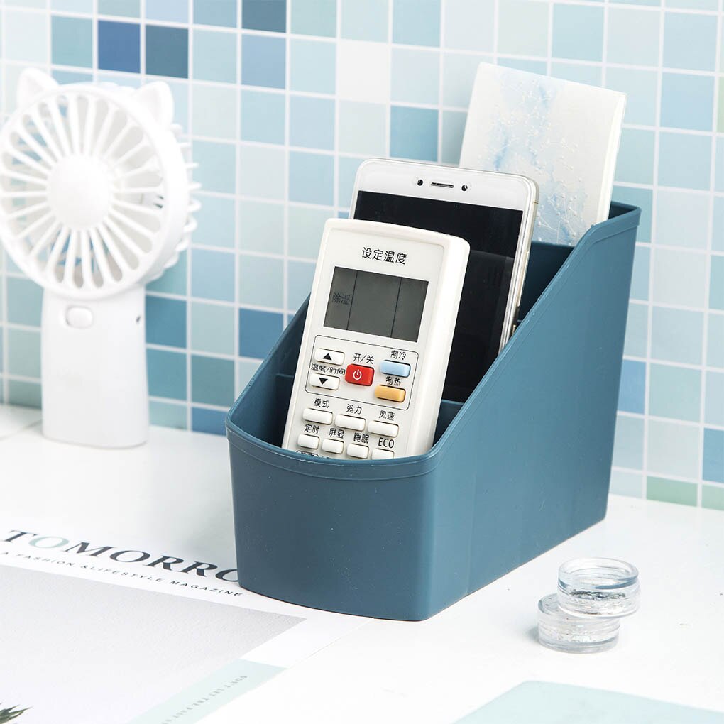 Plastic Makeup Organizer Box Desktop Cosmetic Storage Box 4 Compartment Pen Stationery Organizer Remote Control Holder