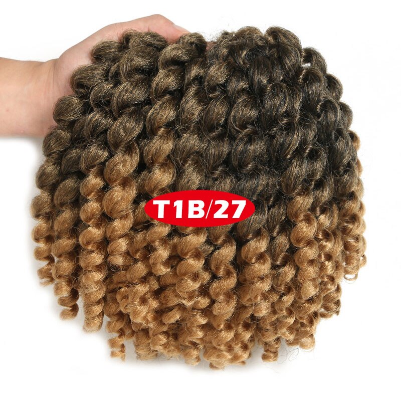 SAMBRAID Jamaican Bounce Crochet Hair Crochet Braids Curly Wand Crochet Hair Synthetic Braiding Hair Extensions 8 Inch For Women: T1B/27