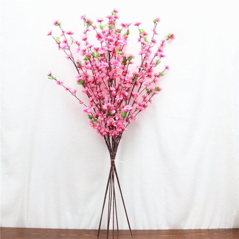 55cm land stil kunstig blomst rotting vase bryllup hotel diy boligindretning tilbehør kirsebær blomster arrangement vas: 120cm 8 stk lyserød