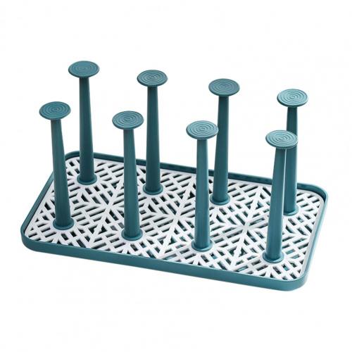 Dust-proof Cup Drying Rack Multifunctional Plastic Draining Glass Cup Holder Stand Water Mug Holder Home Decoration for Kitchen: Green S
