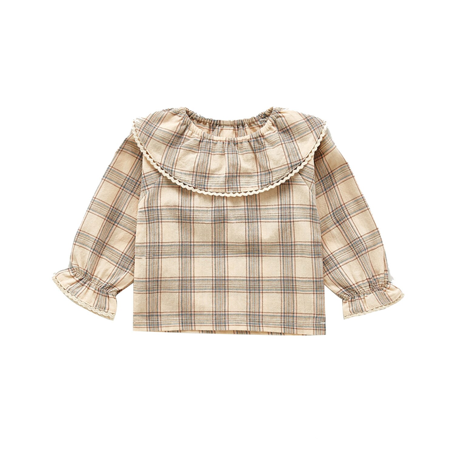 Kinderen T-shirt Baby Meisjes Lange Mouw T-shirt Cartoon Plaid Bloemen Tops Peuter Lente Herfst Katoen Grote Revers Shirts: 203T11t-shirt1 / 9m