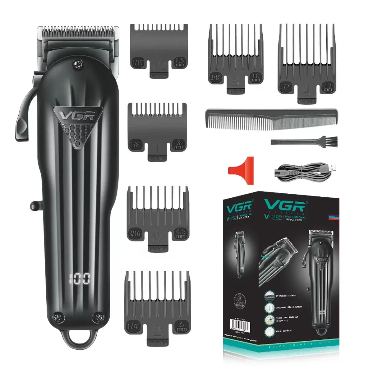 VGR Hair Clipper Hair Cutting Machine Hair Trimmer Adjustable Cordless Rechargeable V 282: Gold