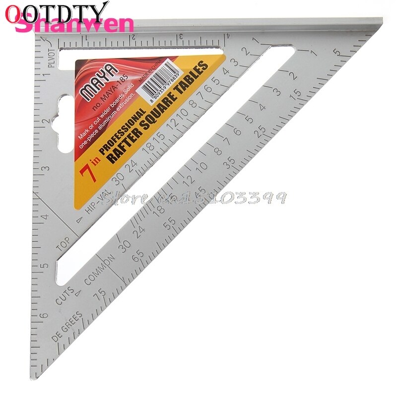7" Square Carpenter's Measuring Ruler Layout Tool Triangle Angle Protractor