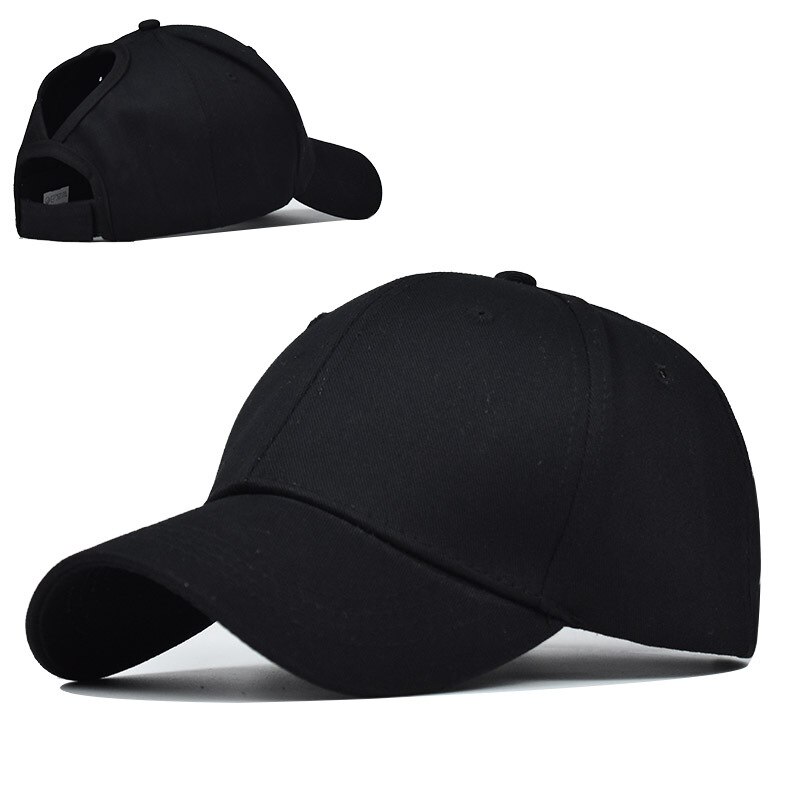 Semplice Coda di Cavallo Berretto Da Tennis Delle Donne Della Ragazza Solido Regolabile di Snapback di comfort del Cotone Cappelli Estivi Casual Protezioni di Sport di Trasporto di Goccia: black