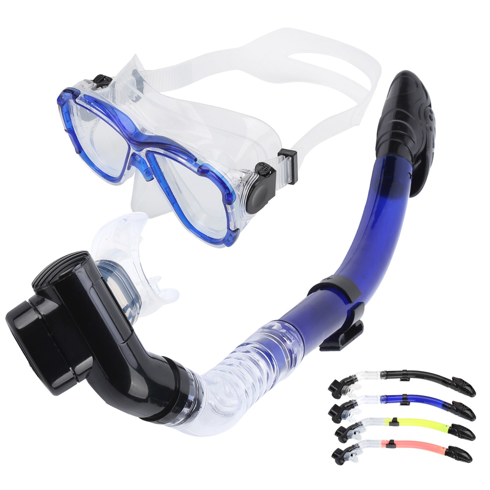 Adults Snorkel Set Anti‑Fog Diving Cover Tempered Glass Goggles w/Snorkel Tube A