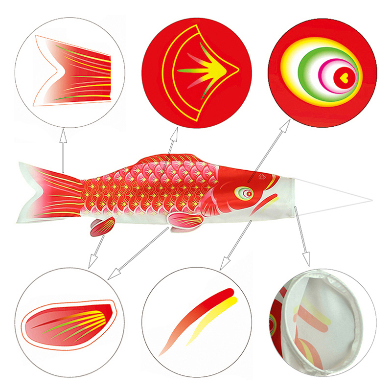 Koinobori, japonais, banderole de carpe, drapeau, cerf-volant de poisson multicolore, coupe-vent de poisson, 50/70/100cm,