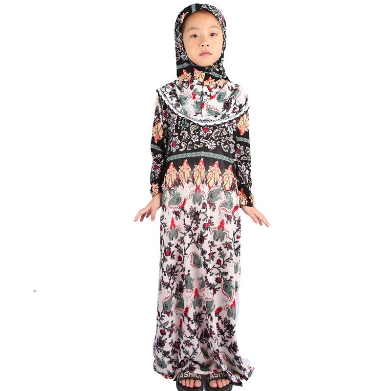 Ropa islámica Abaya para niñas y niños, Hijab, vestido musulmán para rezar, caftán, Túnica de Dubái de Ramadán
