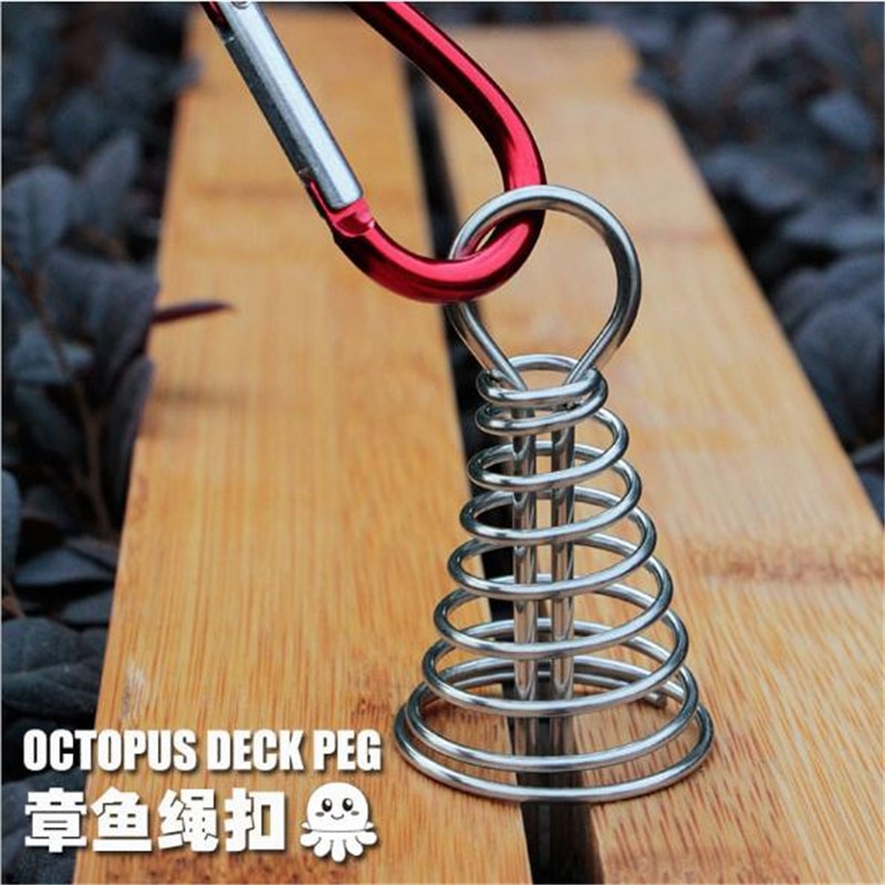 10 pièces pieuvre pont cheville inox tente clou Camping planche crochet tente cheville coupe-vent boucle Camping outil