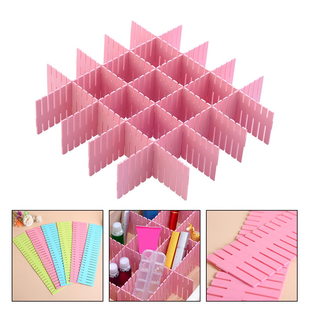 8pcs Useful Plastic Sub-grid Drawer Dividers Home Sub-grid Drawer Separators: Pink