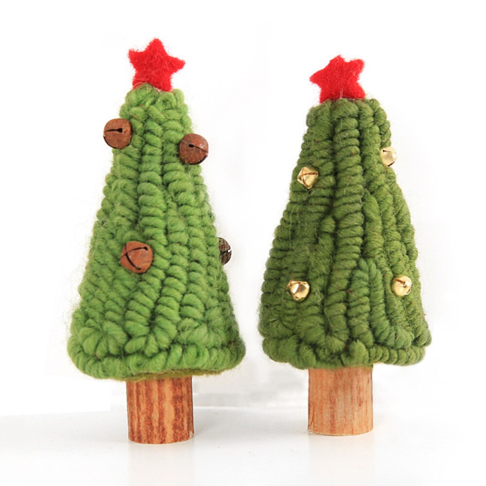 Tabletop Wool Felt Christmas Tree with Tinkle Bells Xmas Desktop Craft Decor Party Ornaments for Children Home Sto