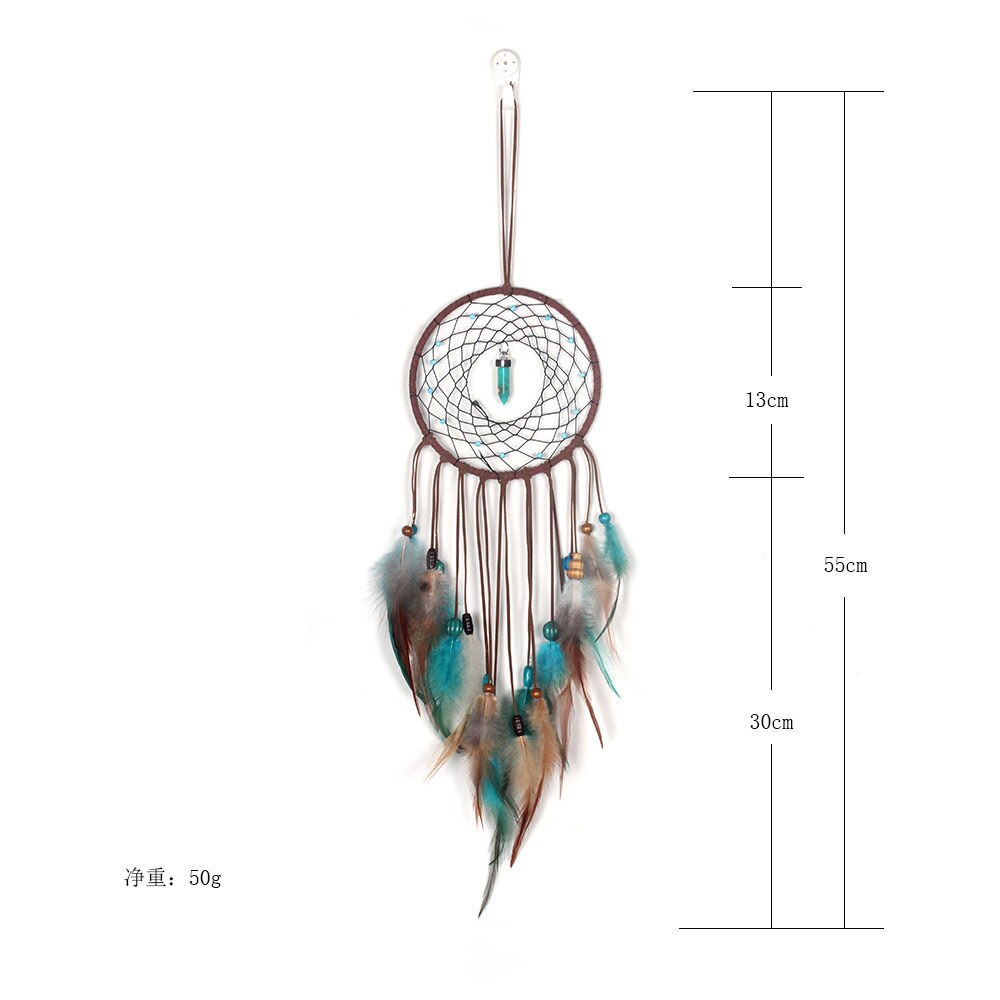 Turquoise Dreamcatcher Liefde Op Het Eerste Gezicht Kleurrijke Verlichting Auto Gemonteerde Woondecoratie Rond D -40