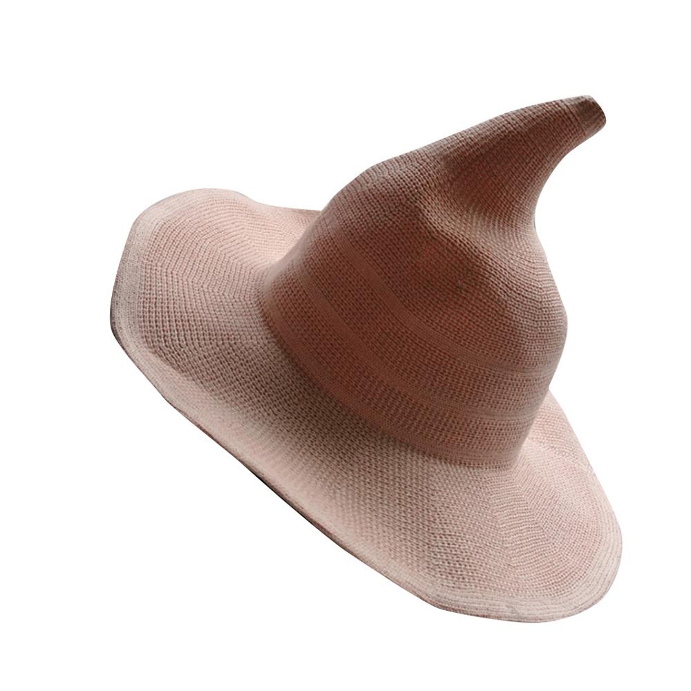 Sombrero moderno de bruja para Halloween para mujer, gorros de , ancha y plegable, transpirable, antiquemaduras, divertido, Q40: Pink