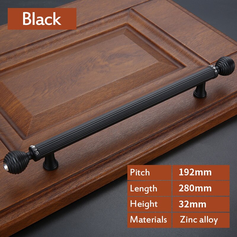 Gull dørhåndtak port luksus svart skuff trekker kjøkkenskap håndtak og knotter møbelhåndtak maskinvare: H