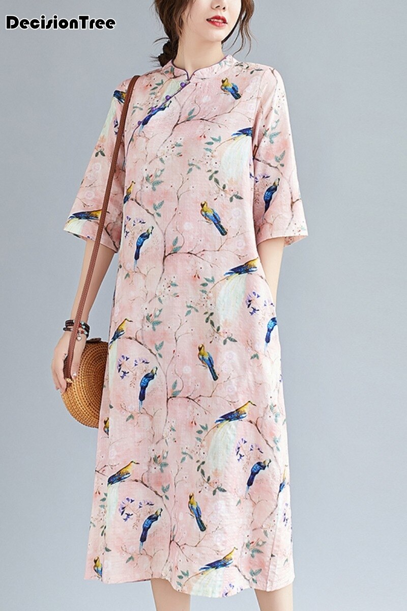 Chinese Dress long style woman floral chinese traditional costumes qipao cheongsam split dress oriental satin dress