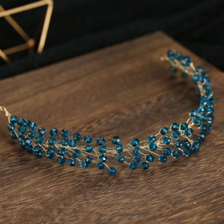 Peigne à cheveux Vintage en strass bleu, accessoires pour cheveux de mariage, pince à cheveux de mariée, bijoux diadème de mariée, ornement de cheveux,