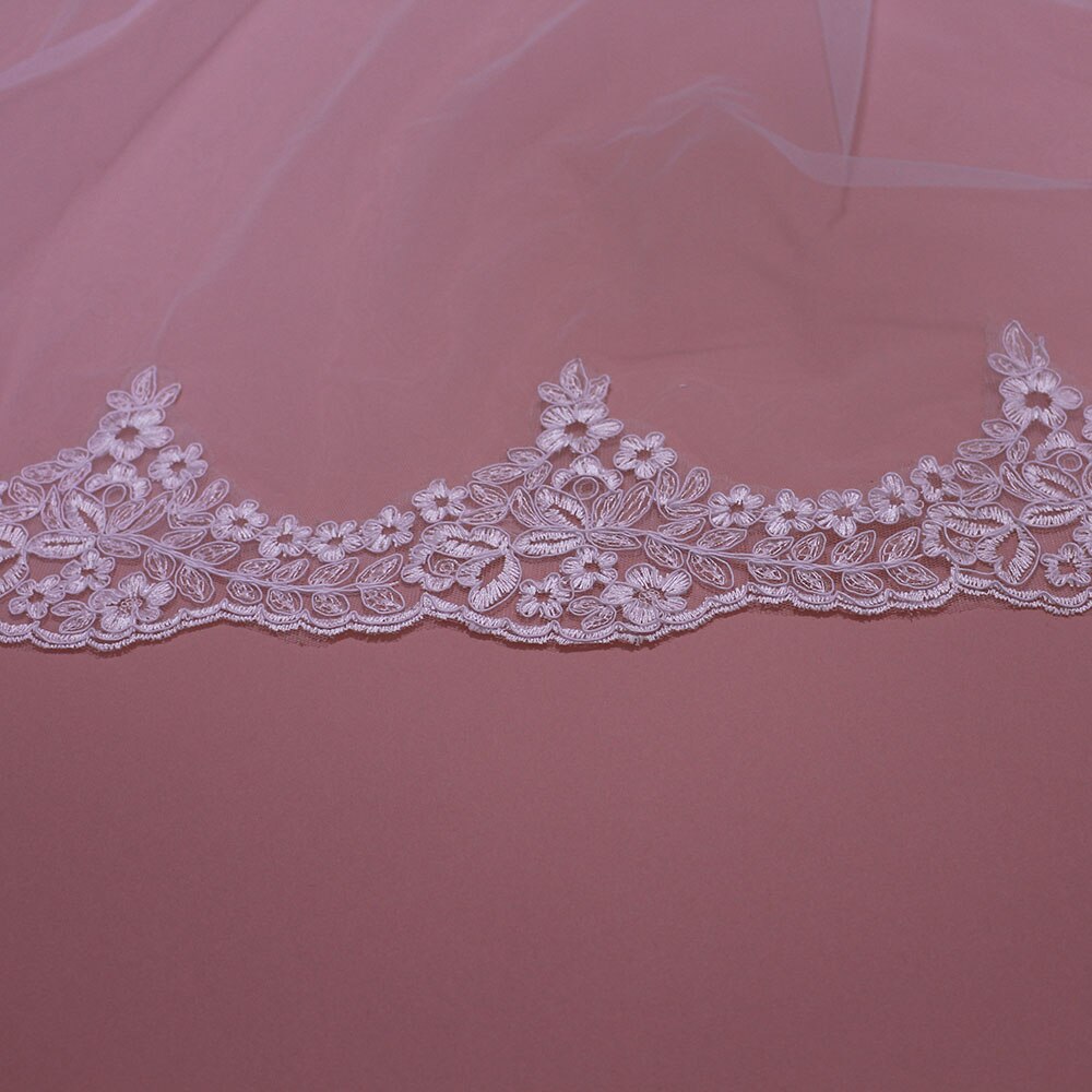 Nuovo Arrivo 3 Metri di Lunghezza Da Sposa In Pizzo Velo con il Pettine Bianco Avorio Uno Strato Cattedrale Velo Da Sposa Accessori Da Sposa