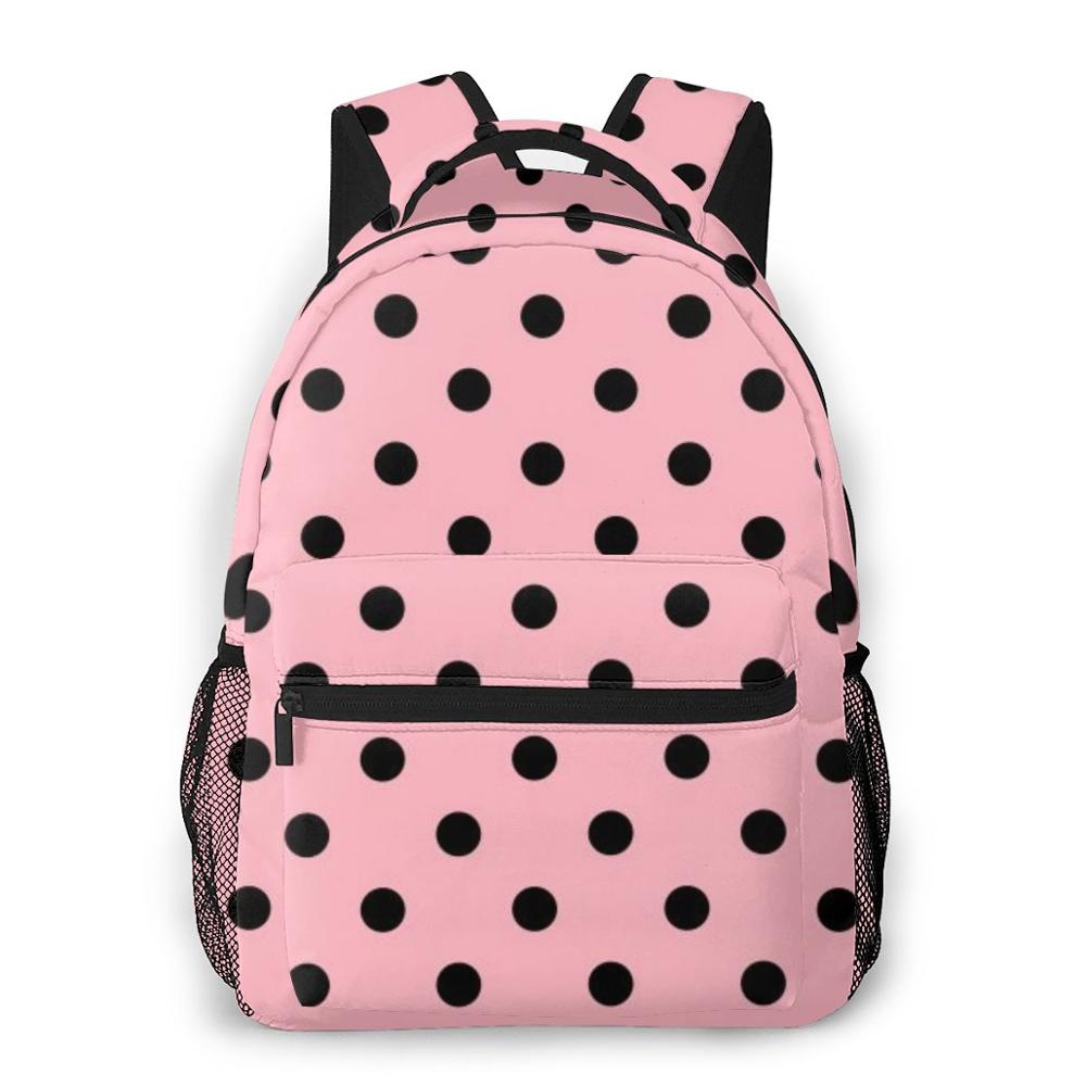 Black White Polka Dot Students Travel School Bags Backpack Womens Female Casual Backpacks: colour7