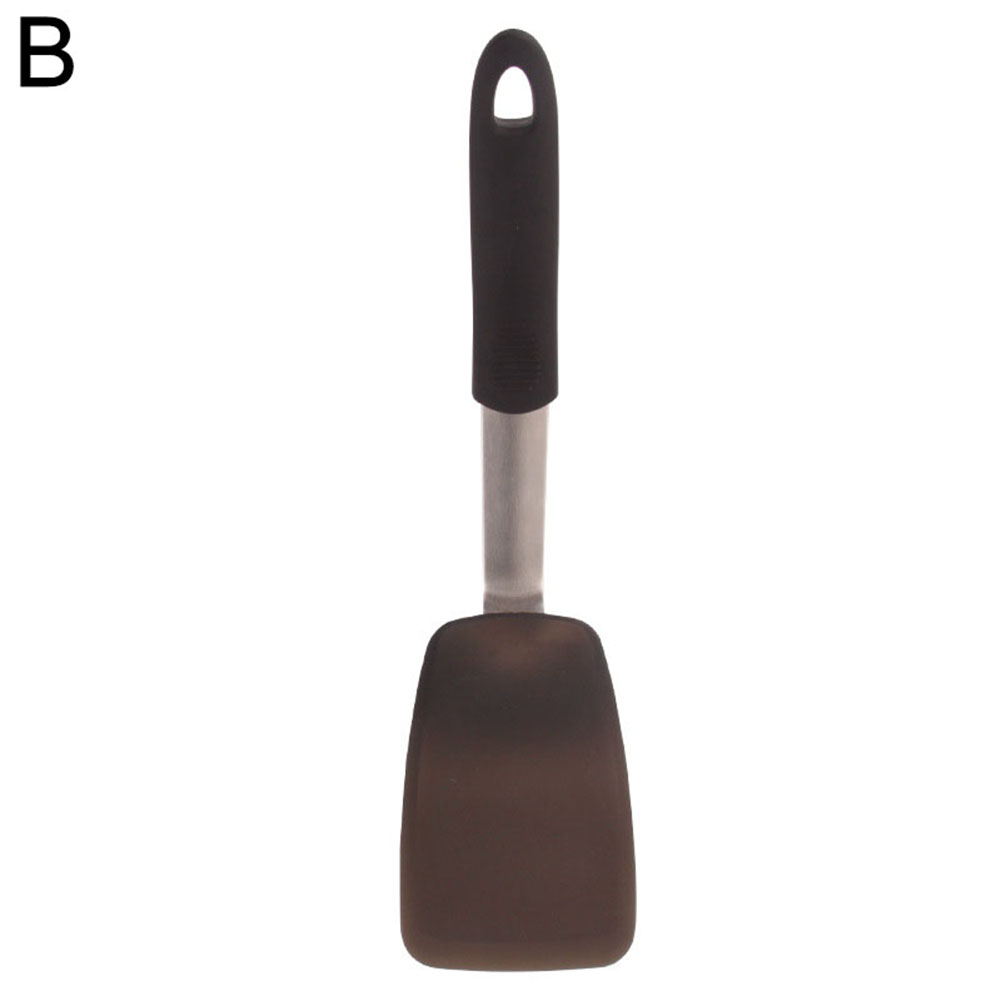 Silicone Kitchen Utensil Nonstick Cooking Utensils Spoon Soup Ladle Turner Pancakes Spatula Tong Cookware Baking Gadget: Black B