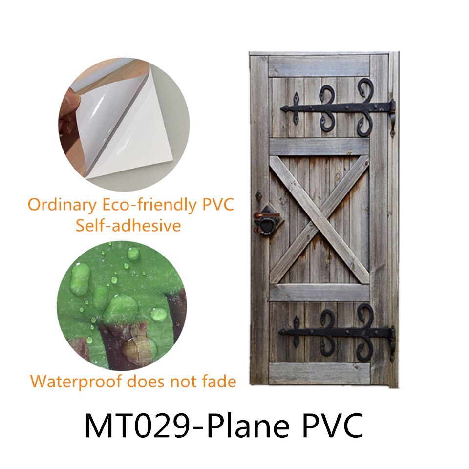 3D grano de madera repujado PVC antigua puerta de madera pegatina adhesivo decoración del hogar papel pintado impermeable a prueba de rasgaduras póster de pared mural calcomanías: mt029