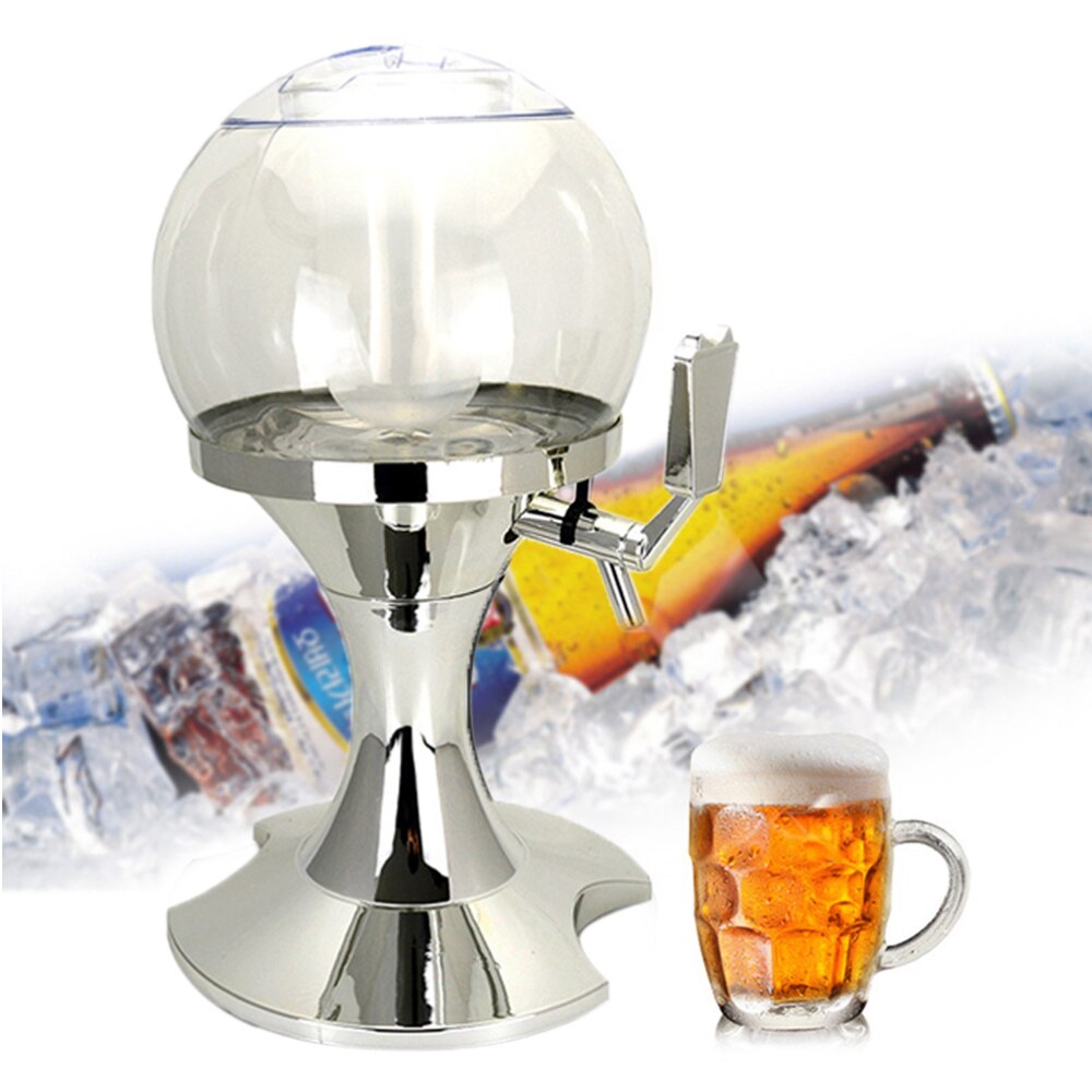 1 Pc 3.5L Sferische Bier Drank Dispenser Met Ingebouwde Ijs Container (Zilver)