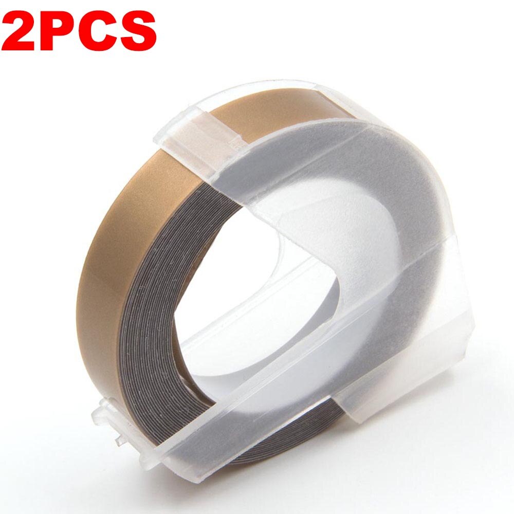 Absonic 2PK 9mm 3D Embossing PVC Label Tapes Compatible Dymo 1610 1880 12965 Manual Label printers for Motex E101 Label Makers: Champagne Gold