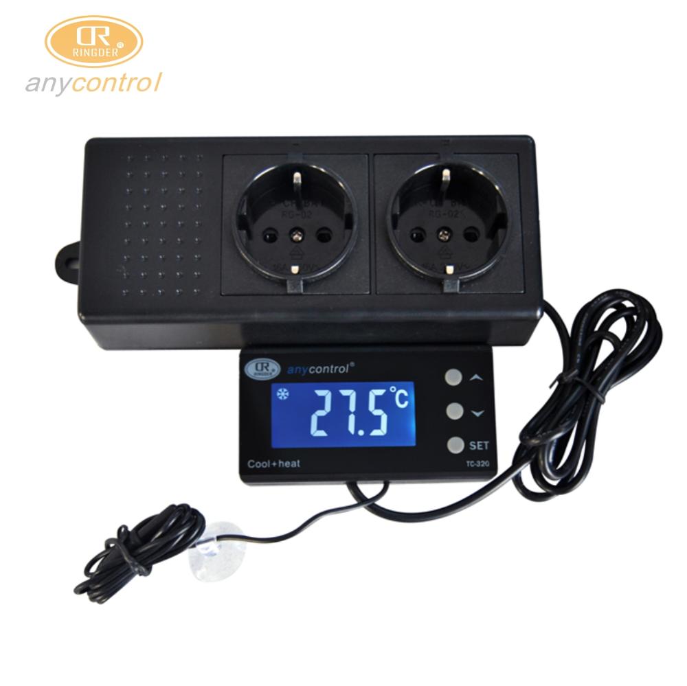 RINGDER TC-320 16-40C Digital Aquarium Thermostat Cool Heat Auto Switching ON OFF Regulator Temperature Controller STC 1000