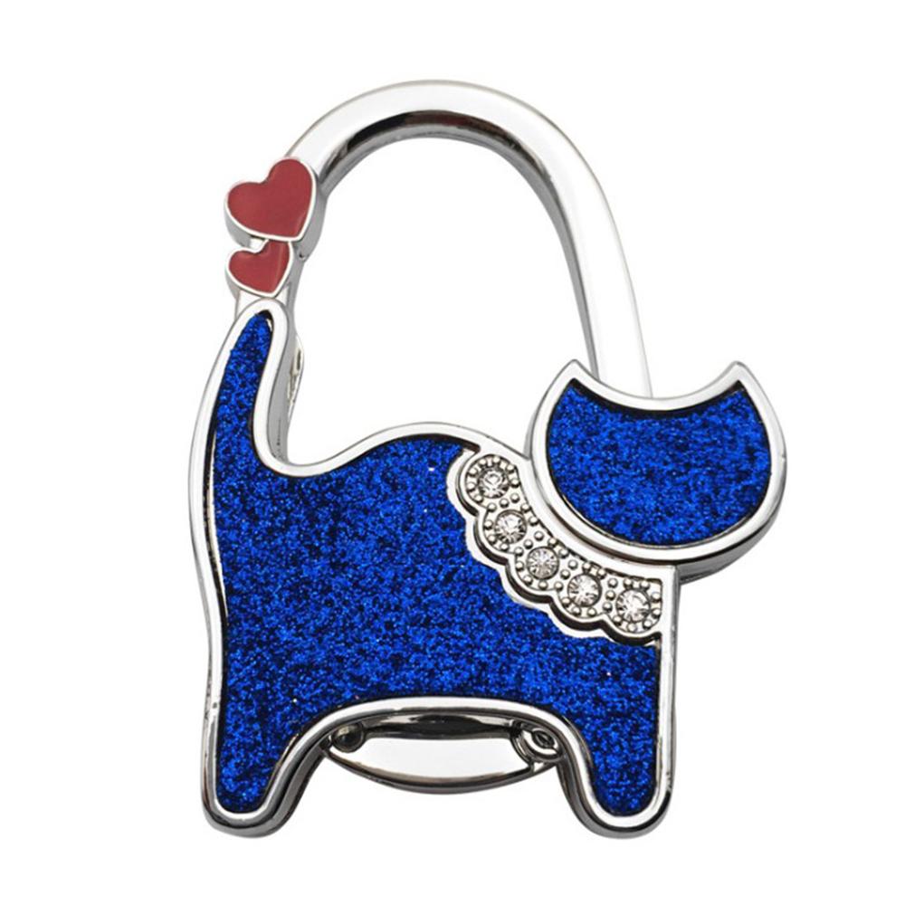 Tragbare Folding Handtasche Haken Halter Geldbörse Kleiderbügel Tisch Rand Hängen Haken für Handtasche Dekoration Frauen Tasche Veranstalter: Blau