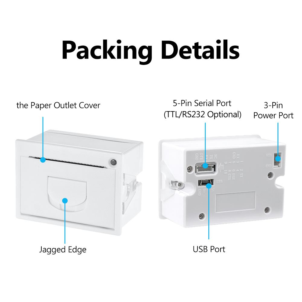 GOOJPRT QR204 58mm Mini Embedded Receipt Thermal Bill Built-in Printer TTL RS232 USB Interface High Speed Printing 50-85mm/s