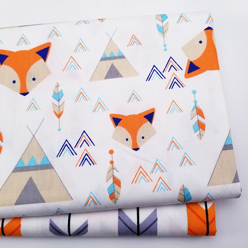 2 pièces bricolage à la main imprimé coton dessins animés flamant licorne tissu tissu couture Quilting animaux tissus pour enfant Patchwork: Rouge / 50 160cm