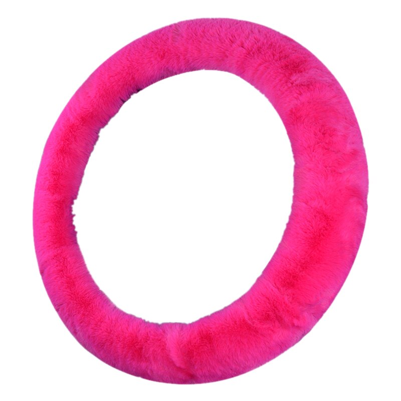 Vinter super myk plysj bilrattdeksel universell, varm fuskepels auto ha rosa
