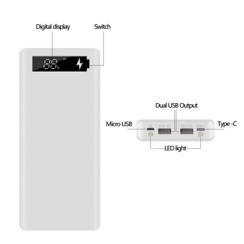 5V Dual USB 8*18650 Power Bank Case With Digital Display Screen Mobile Phone Charger DIY Shell 18650 battery Holder Charging Box