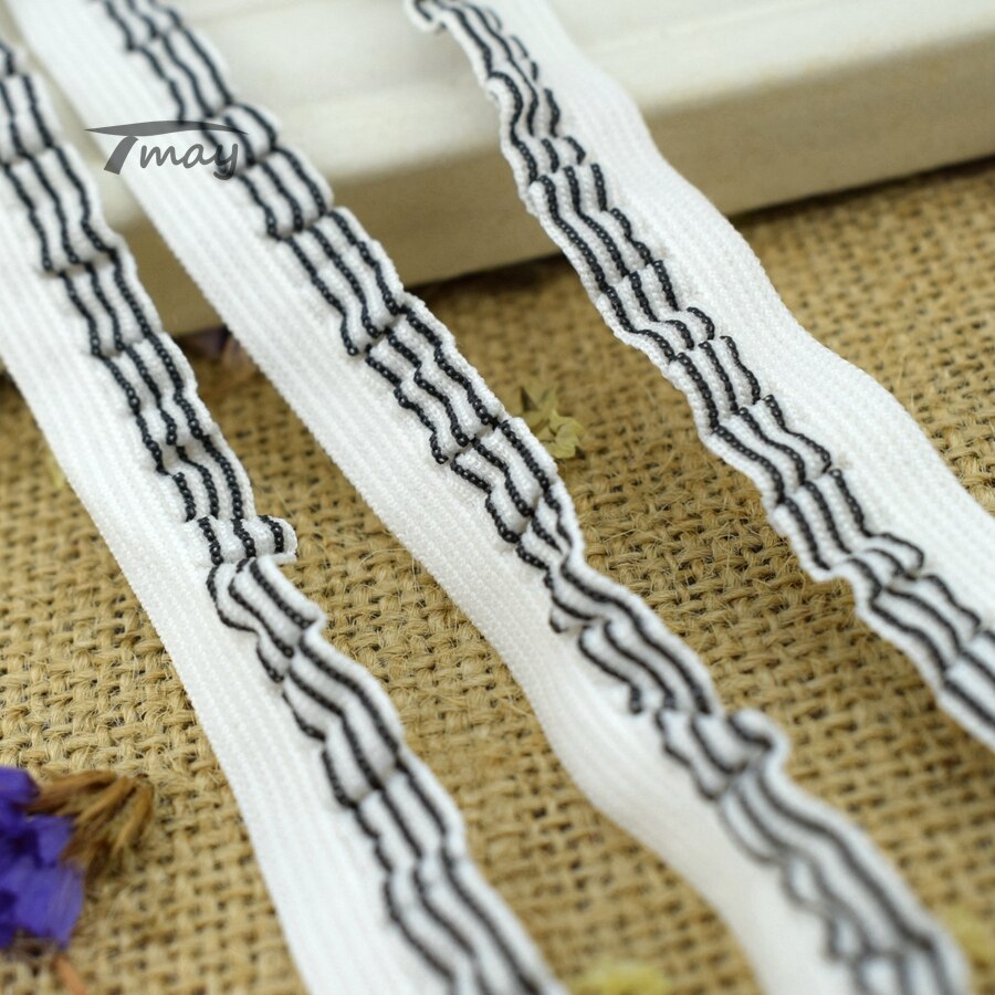 #1433 strepen ruche kant stof 4 yards/lot 13mm(4/8 ") elastische kant rand lint kant rand grosgrain lint stretch kant gehaakt