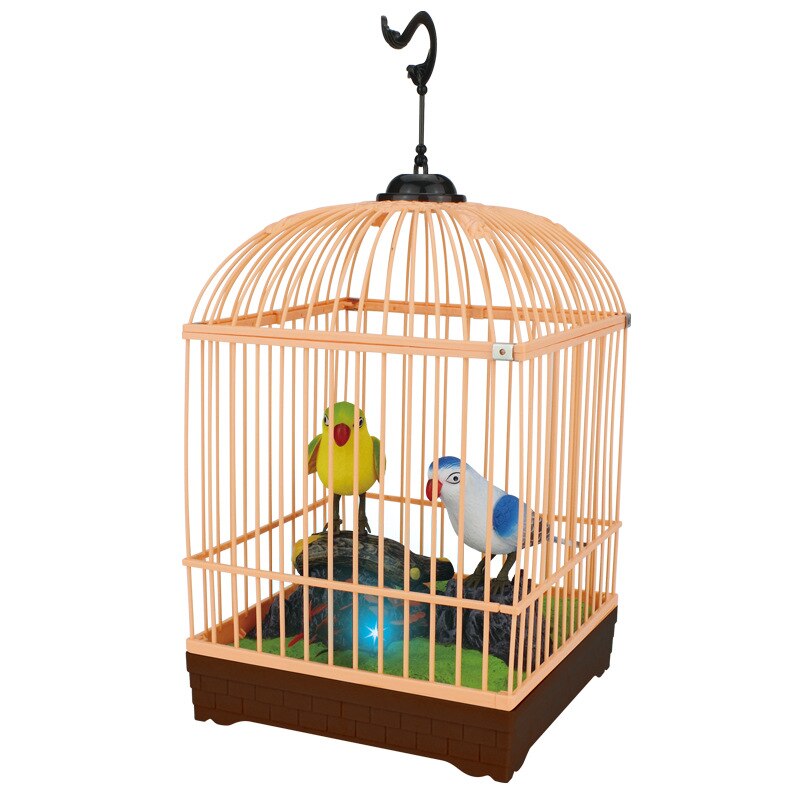Voice Control Electric Simulation Induction Sing Move Bird Cage Birdcage Toy Home Decoration Garden Ornaments Chrismas: SS222-83..