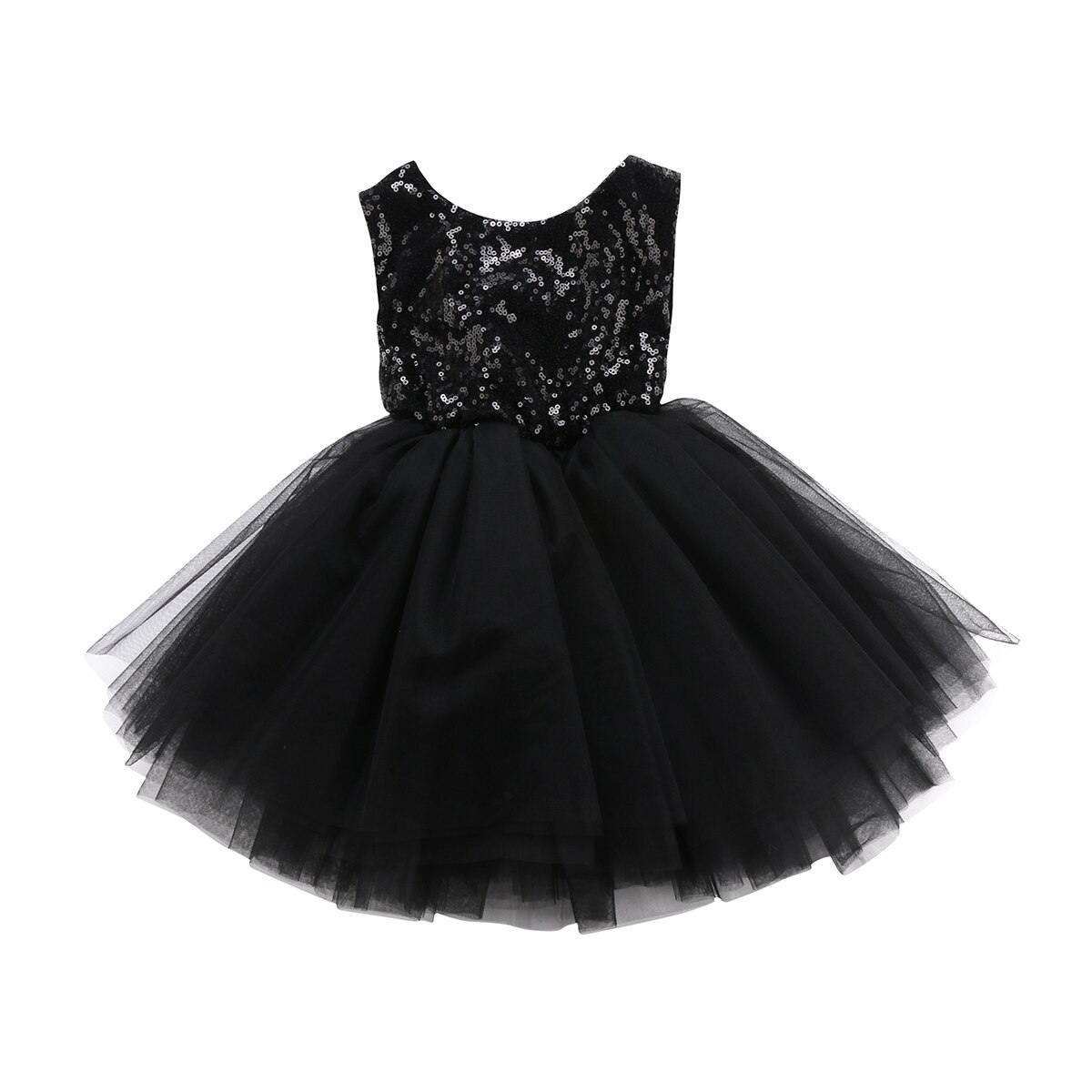 Kids Baby Jurk Voor Meisjes Fancy Trouwjurk Mouwloze Pailletten Party Verjaardag Doop Jurk Voor Meisje Jaar Jurken: Black / 18m