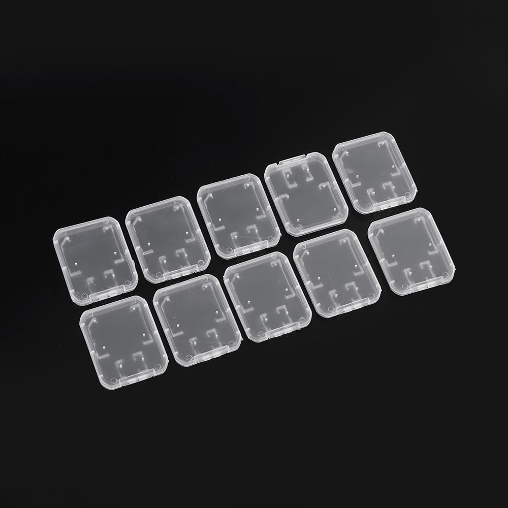 10 Pcs Clear Standard Memory Plastic Card Case For Standard SD SDHC TF Memory Card Portable Transparent Case Holder Storage Box