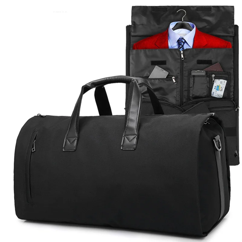 Bolso de viaje plegable para mujer, práctico bolso de mano para ropa, bolso de lona grande de cuero PU, bolso de viaje de negocios para mujer: Transparente