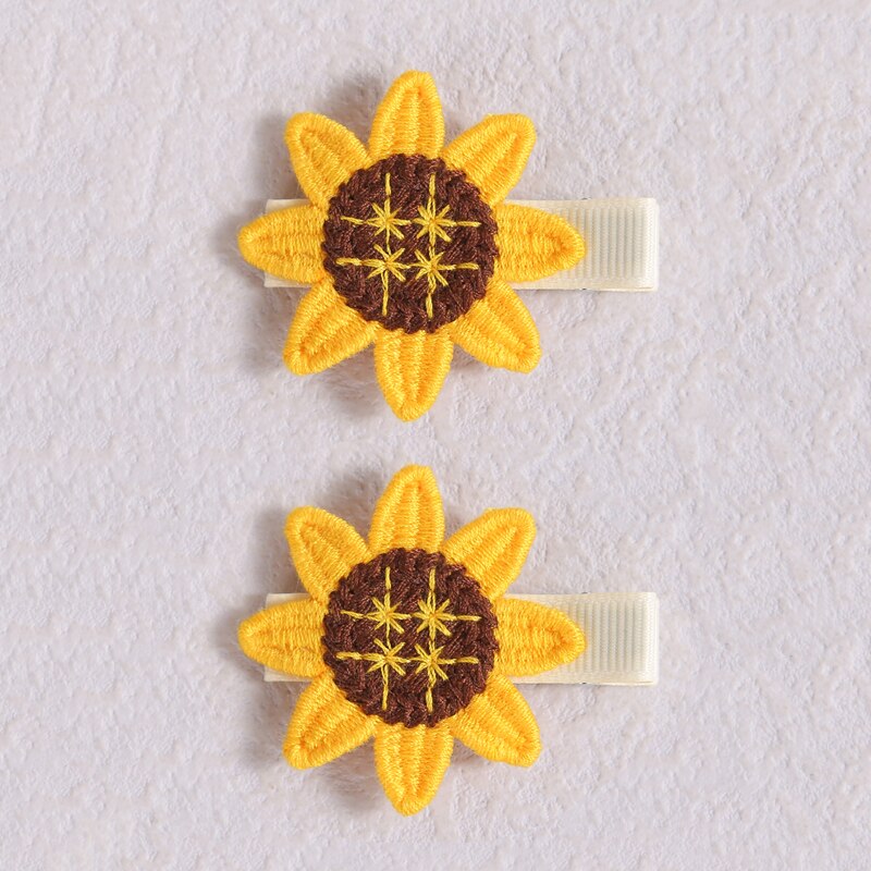 Pinzas para el pelo de punto de ganchillo para niña, horquillas para bebé, accesorios Kawaii, ganchos para el pelo de girasol, horquilla pequeña, sombreros para niños, 2 unids/set/Set: 3